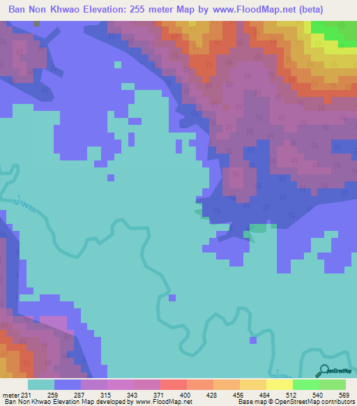 Ban Non Khwao,Thailand Elevation Map