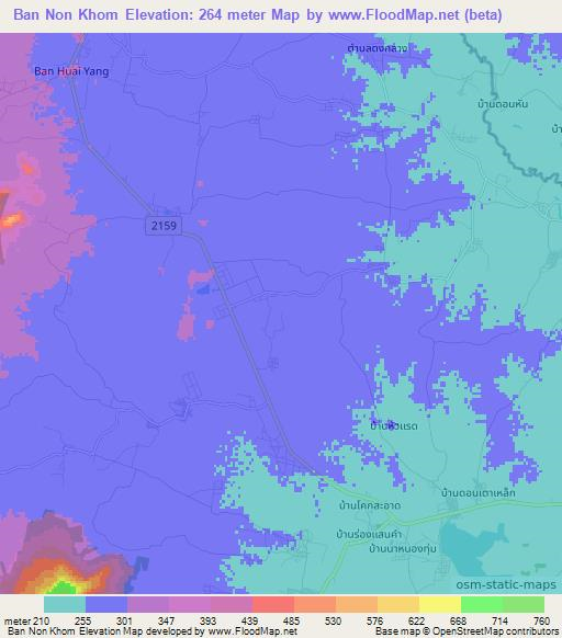 Ban Non Khom,Thailand Elevation Map