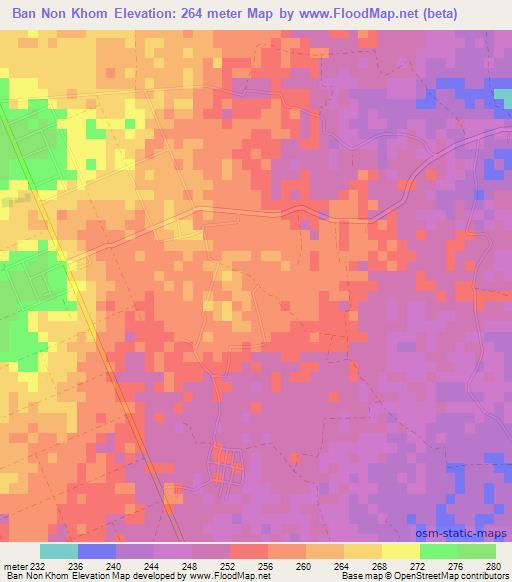 Ban Non Khom,Thailand Elevation Map