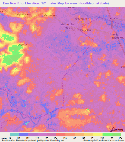 Ban Non Kho,Thailand Elevation Map