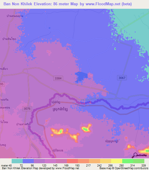 Ban Non Khilek,Thailand Elevation Map
