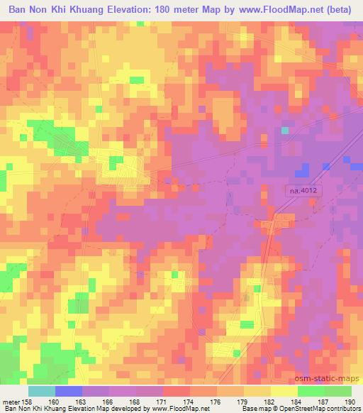 Ban Non Khi Khuang,Thailand Elevation Map