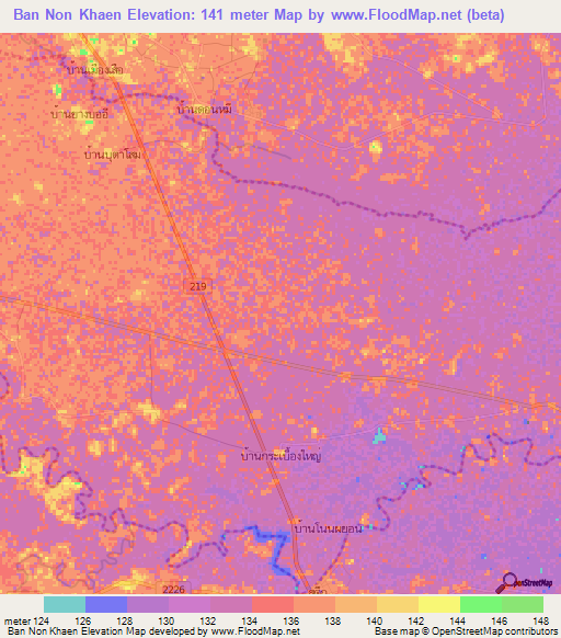 Ban Non Khaen,Thailand Elevation Map