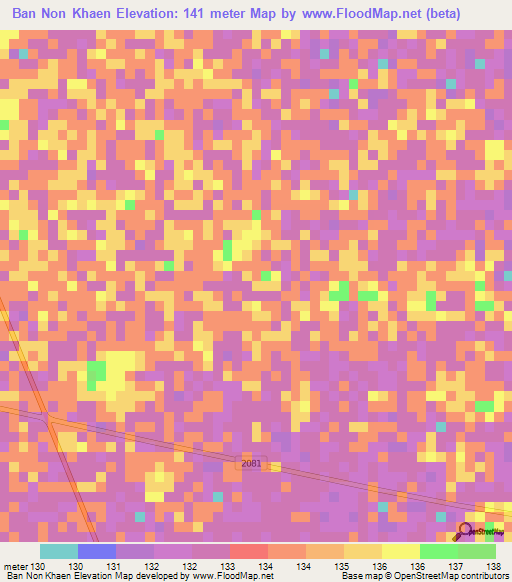 Ban Non Khaen,Thailand Elevation Map