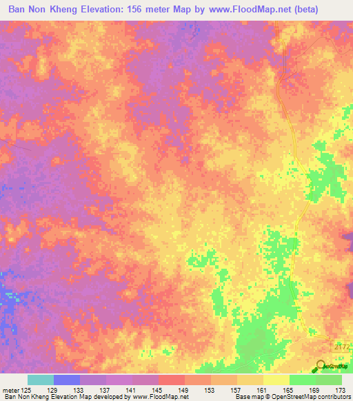 Ban Non Kheng,Thailand Elevation Map