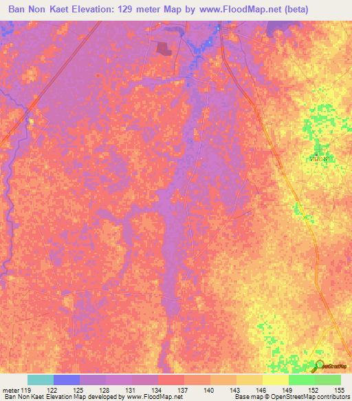 Ban Non Kaet,Thailand Elevation Map