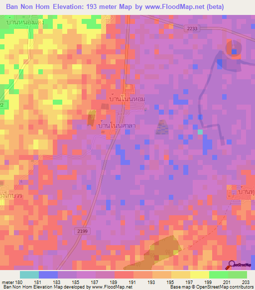 Ban Non Hom,Thailand Elevation Map