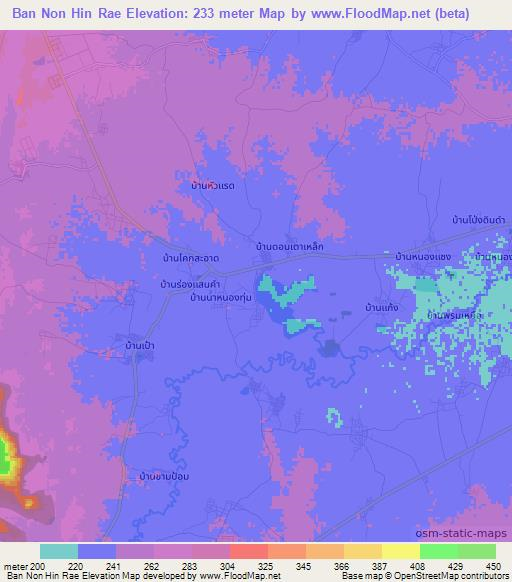 Ban Non Hin Rae,Thailand Elevation Map