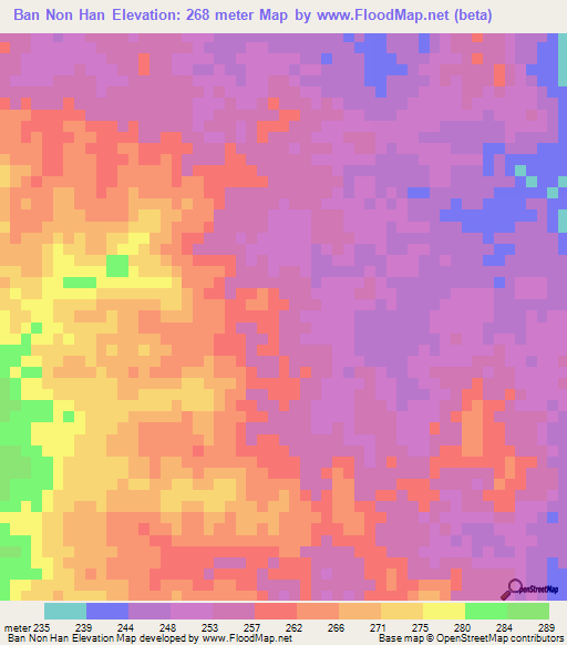 Ban Non Han,Thailand Elevation Map
