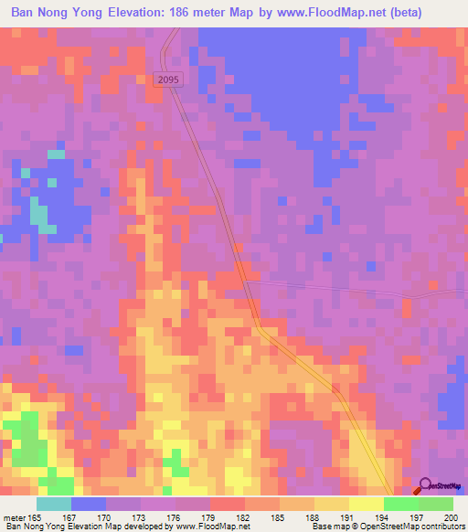 Ban Nong Yong,Thailand Elevation Map