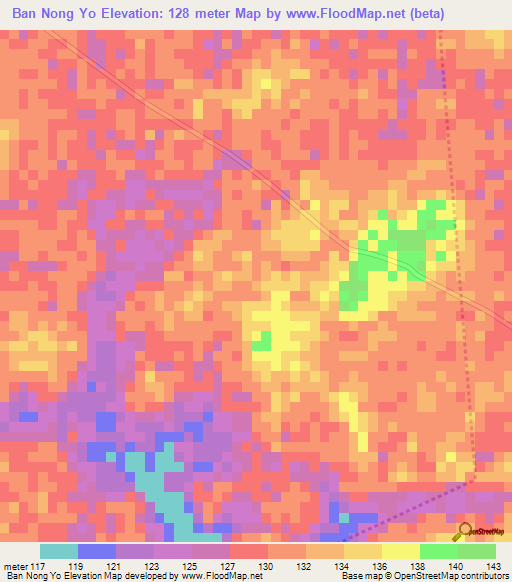 Ban Nong Yo,Thailand Elevation Map