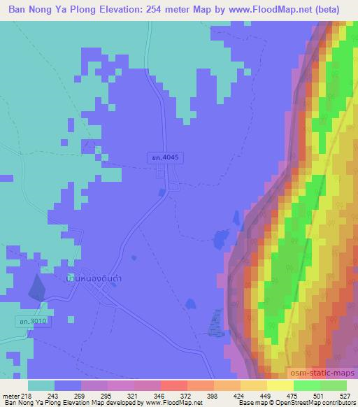 Ban Nong Ya Plong,Thailand Elevation Map