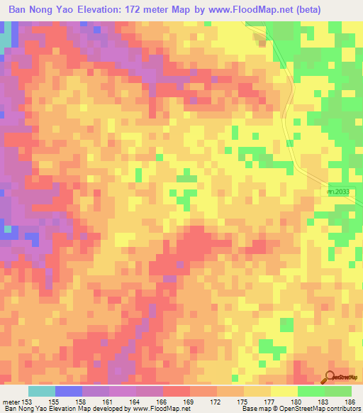 Ban Nong Yao,Thailand Elevation Map