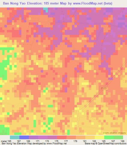 Ban Nong Yao,Thailand Elevation Map