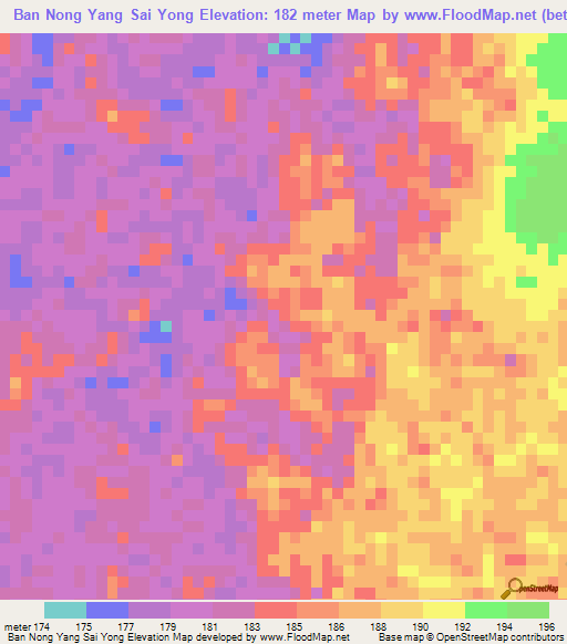 Ban Nong Yang Sai Yong,Thailand Elevation Map