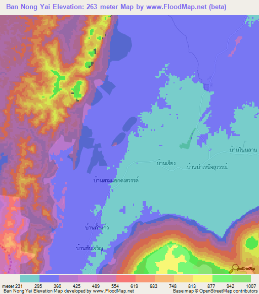 Ban Nong Yai,Thailand Elevation Map