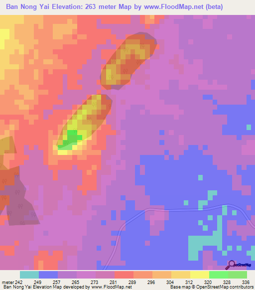 Ban Nong Yai,Thailand Elevation Map