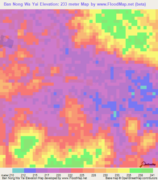 Ban Nong Wa Yai,Thailand Elevation Map