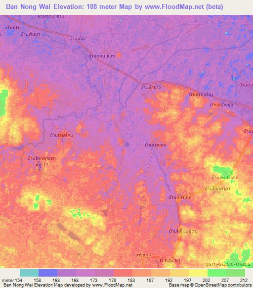 Ban Nong Wai,Thailand Elevation Map
