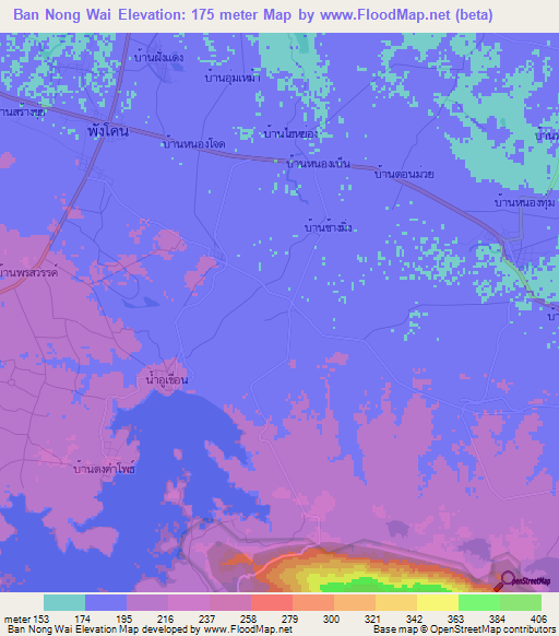 Ban Nong Wai,Thailand Elevation Map