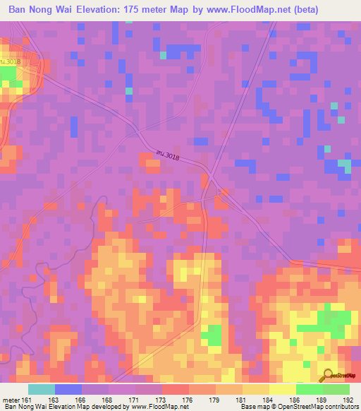 Ban Nong Wai,Thailand Elevation Map