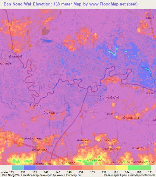 Ban Nong Wai,Thailand Elevation Map