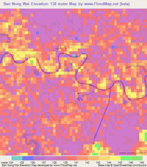 Ban Nong Wai,Thailand Elevation Map