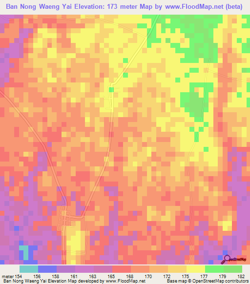 Ban Nong Waeng Yai,Thailand Elevation Map