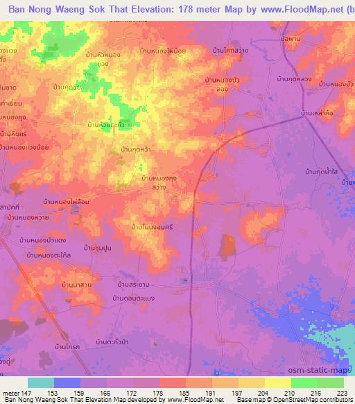 Ban Nong Waeng Sok That,Thailand Elevation Map