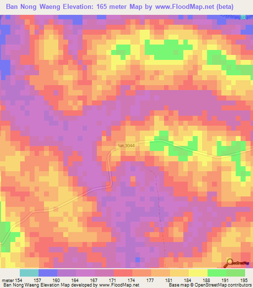 Ban Nong Waeng,Thailand Elevation Map