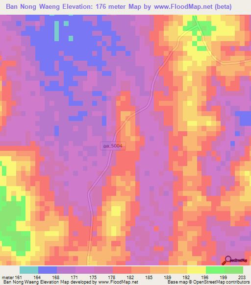 Ban Nong Waeng,Thailand Elevation Map