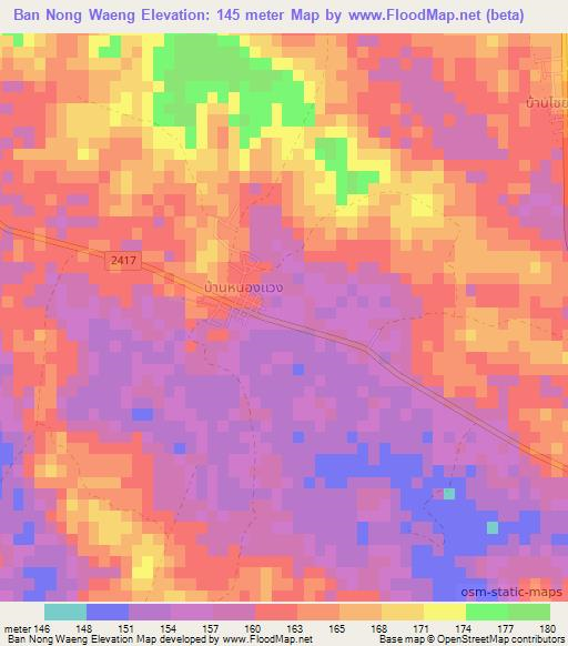 Ban Nong Waeng,Thailand Elevation Map