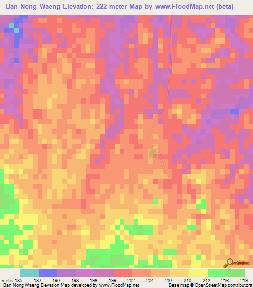 Ban Nong Waeng,Thailand Elevation Map
