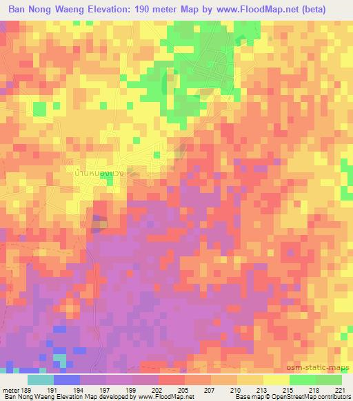 Ban Nong Waeng,Thailand Elevation Map