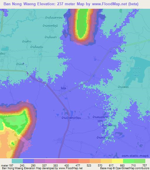 Ban Nong Waeng,Thailand Elevation Map