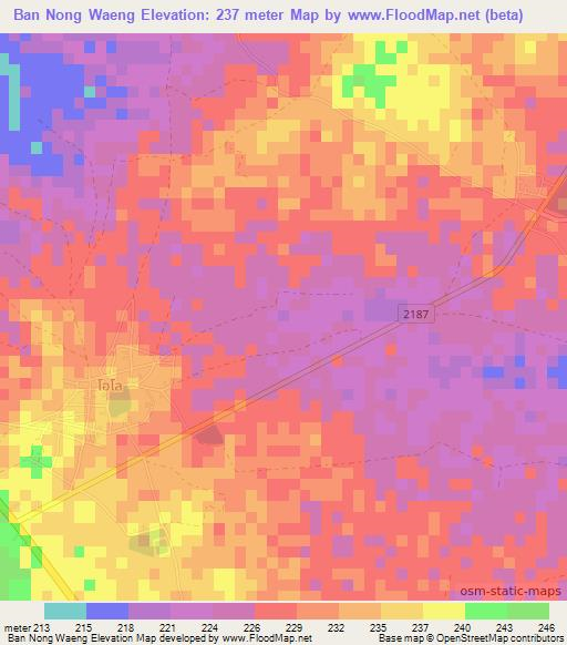 Ban Nong Waeng,Thailand Elevation Map