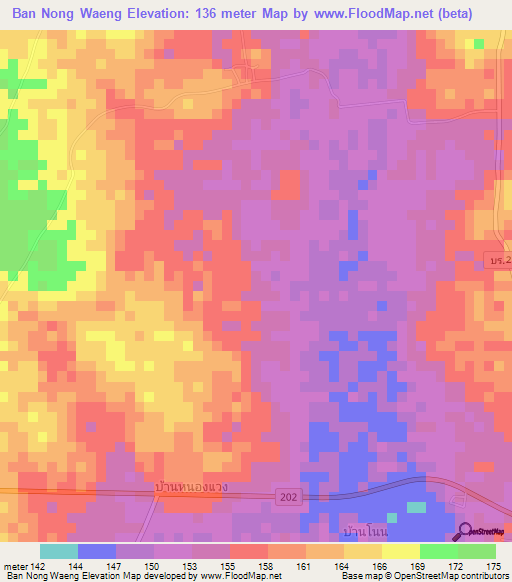 Ban Nong Waeng,Thailand Elevation Map