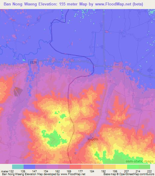 Ban Nong Waeng,Thailand Elevation Map