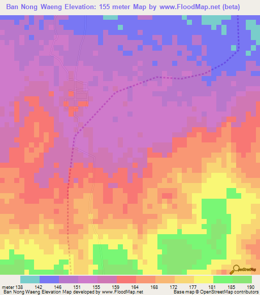Ban Nong Waeng,Thailand Elevation Map