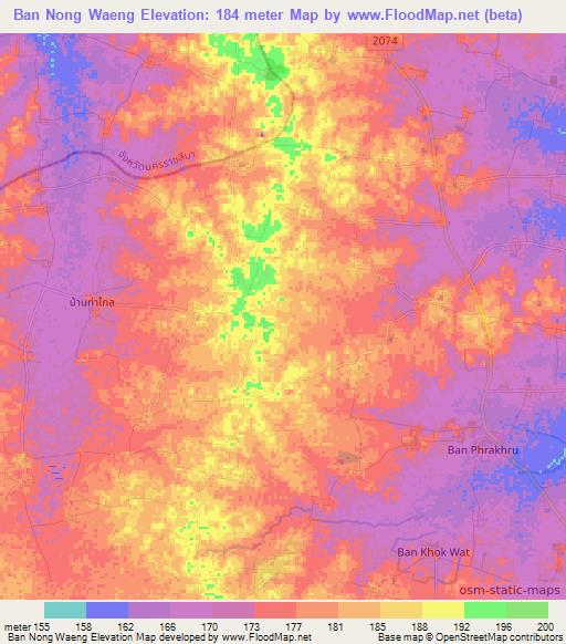 Ban Nong Waeng,Thailand Elevation Map
