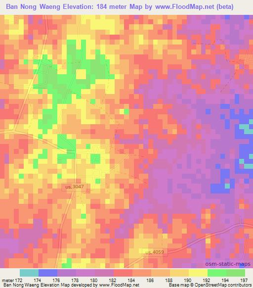 Ban Nong Waeng,Thailand Elevation Map