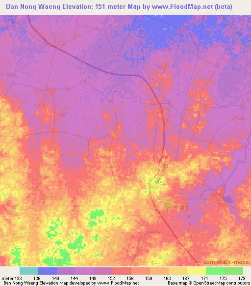 Ban Nong Waeng,Thailand Elevation Map