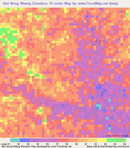 Ban Nong Waeng,Thailand Elevation Map