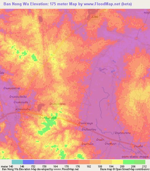 Ban Nong Wa,Thailand Elevation Map