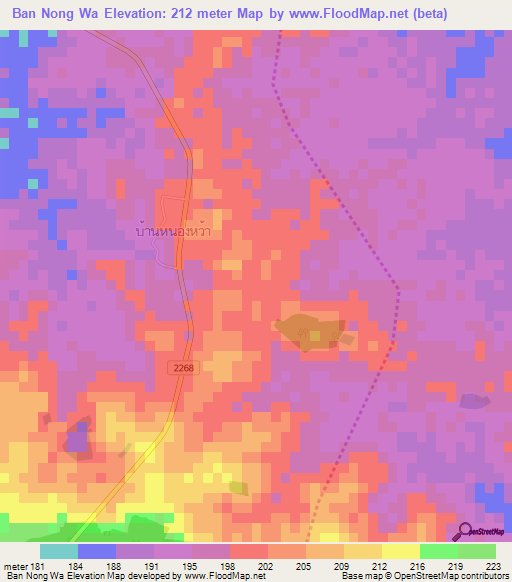 Ban Nong Wa,Thailand Elevation Map