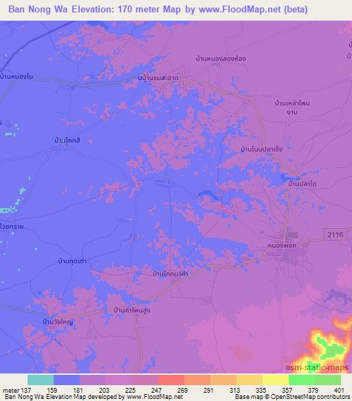 Ban Nong Wa,Thailand Elevation Map