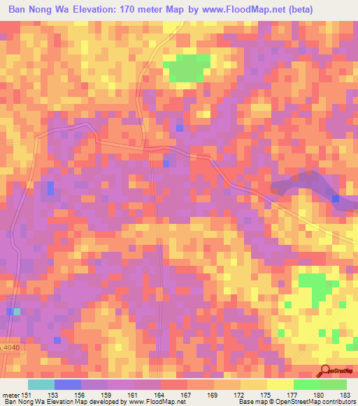 Ban Nong Wa,Thailand Elevation Map