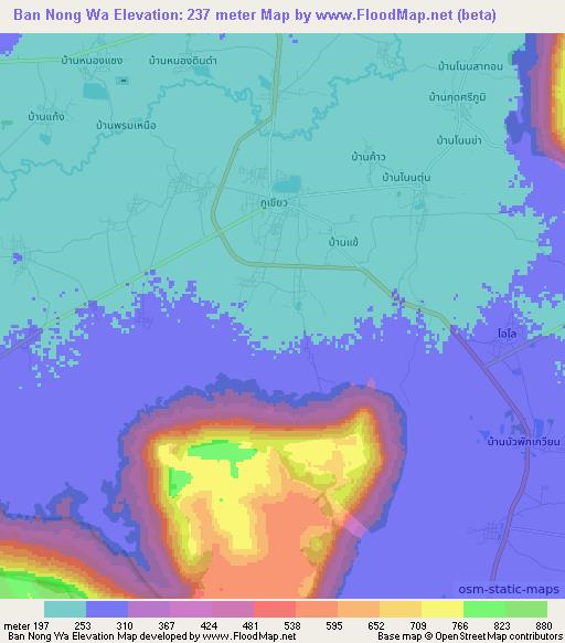 Ban Nong Wa,Thailand Elevation Map