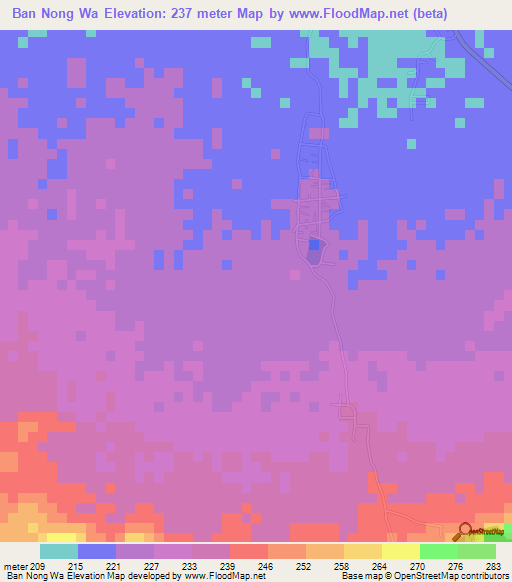 Ban Nong Wa,Thailand Elevation Map