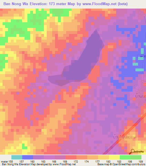 Ban Nong Wa,Thailand Elevation Map